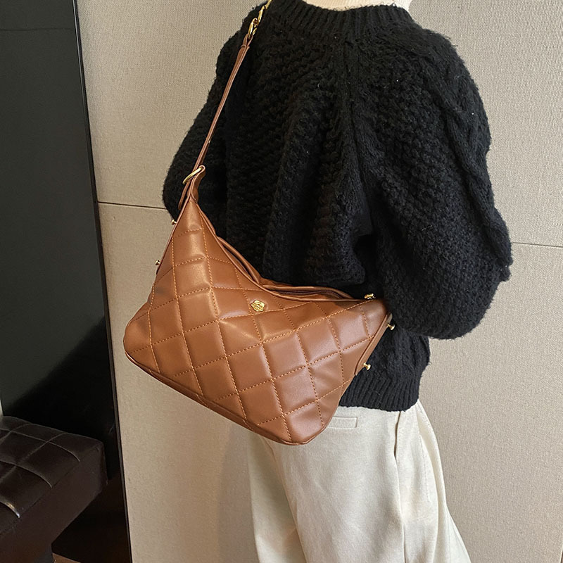 大容量菱格女包包2024新款bags休閒韓版復古單肩小眾設計斜挎包