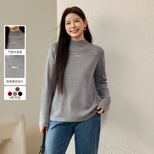 纤莉秀大码女装简约气质设计感镂空百搭套头针织衫胖mm2024秋新款