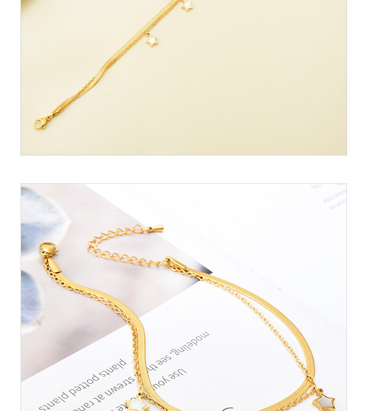 Fashion Star Titanium Steel Inlay Shell Womenu0027S Anklet