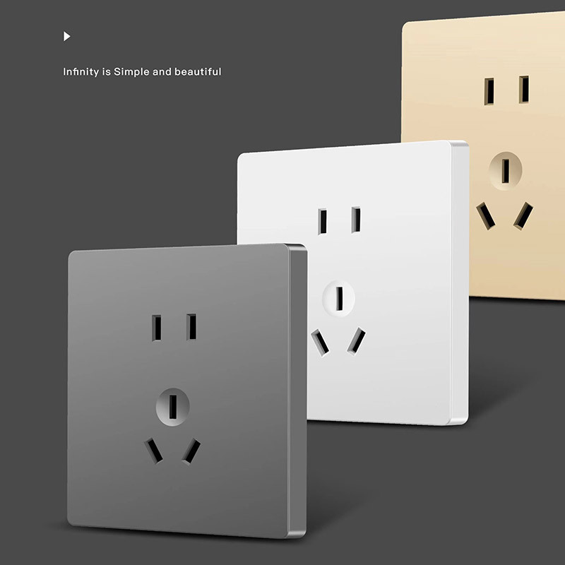Switch Socket Panel White Concealed Five-Hole Socket 86 Type Two-Three-Pole 5-Eye National Standard Wall Switch Panel