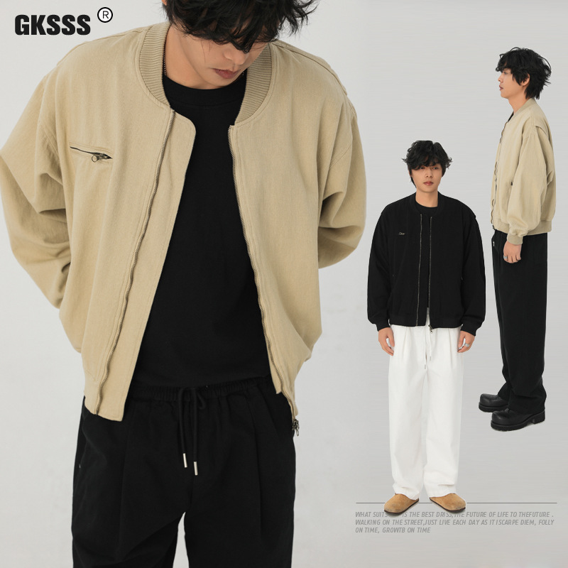 GKSSS春秋款飞行服男复古夹克款帅气立领外套棒球服潮服c2712