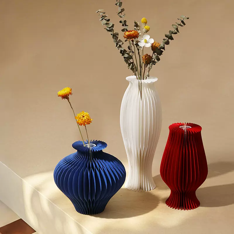 折叠卡纸创意花瓶摆件客厅摆件花器插花艺术个性家居北欧卧室装饰