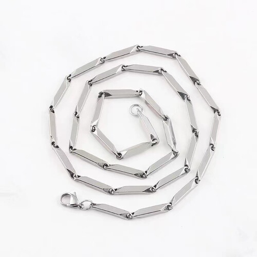 Men's Trendy Personality Simple Titanium Steel Colorfast Hip-Hop Extended Decorative Chain Necklace Rhombus Clasp Chain Trendy