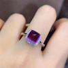 Organic crystal with amethyst, ring, stone inlay, jewelry, accessory, nail decoration, silver 925 sample, suitable for import