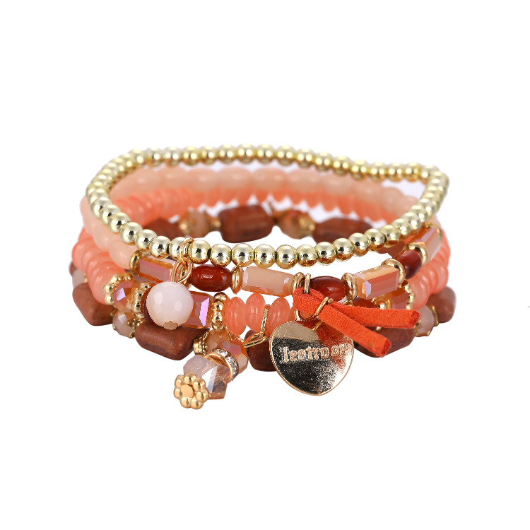 Pulsera De Cuentas Múltiples Con Colgante De Corazón Bohemio display picture 19