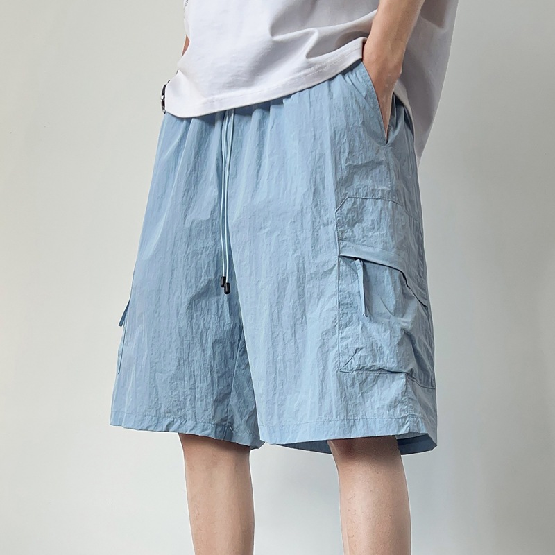 S - 5XL tamaño más grande pantalones de nylon de cinco puntos de hielo seco rápido pantalones cortos de hielo de playa de hombre pantalones casuales delgados pantalones de protección solar hielo