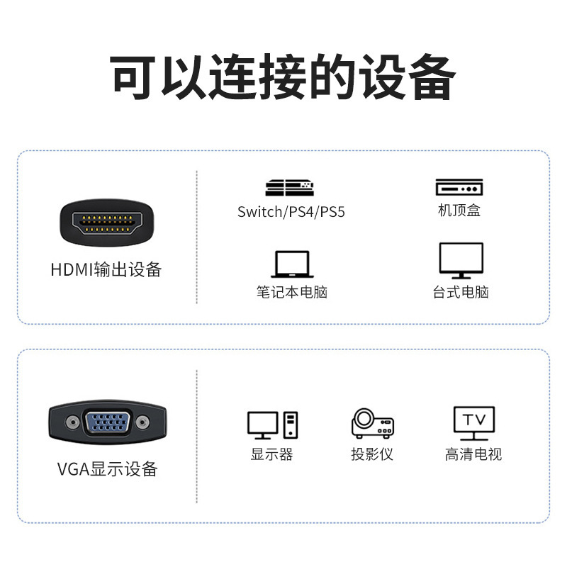 捷森hdmi変換vga変換ケーブルhdmi to vga変換器無酸素銅線芯1080p|undefined