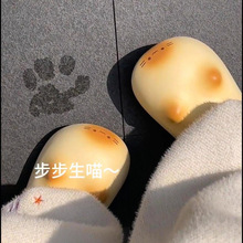 秋冬可爱焦糖猫咪棉拖鞋女室内居家保暖加绒防滑防水棉鞋eva外穿