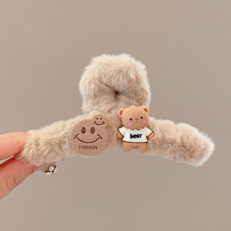 Otoño y invierno simple café de leche tiburón clip de cabello más agarrar clip de alta sensación detrás de la cabeza cabello adorno de cabello coreano agarrar cabello universal