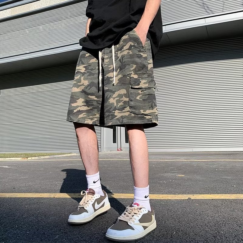 American Style Retro Camouflage Shorts Men's Summer High Street Multi-Pocket Straight Overalls Trendy Brand Loose All-Match Pants