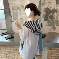 Полосатая шаль Осень в Корейском стиле шарф с капюшоном и узлом на шнуровке маленький шаль с рукавом на плечо соответствующий искусственный воротник для женщин