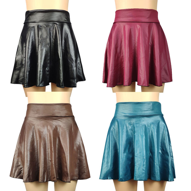 2026 Women's Aliexpress Supply Cross-Border Flared Skirt High Waist Faux Leather Skirt Sun Skirt Pleated Skirt Leather Skirt Wholesale 2026 Women's Aliexpress Supply Cross-Border Flared Skirt High Waist Faux Leather Skirt Sun Skirt Pleated Skirt Leather Skirt Wholesale