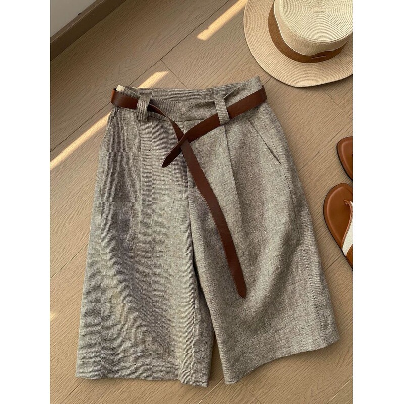 Old Money Style Exquisite Fashion Straight-Leg Five-Point Pants for Women, Summer Thin Casual Pants, Simple Suit Pants for Women Old Money Style Exquisite Fashion Straight-Leg Five-Point Pants for Women, Summer Thin Casual Pants, Simple Suit Pants for Women