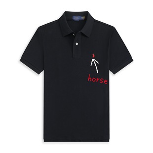 Foreign Trade Summer Classic American Style Pony Logo Fashion Embroidered Casual Short-Sleeved Pure Cotton Turn-Down Collar Loose Large Size Polo Shirt