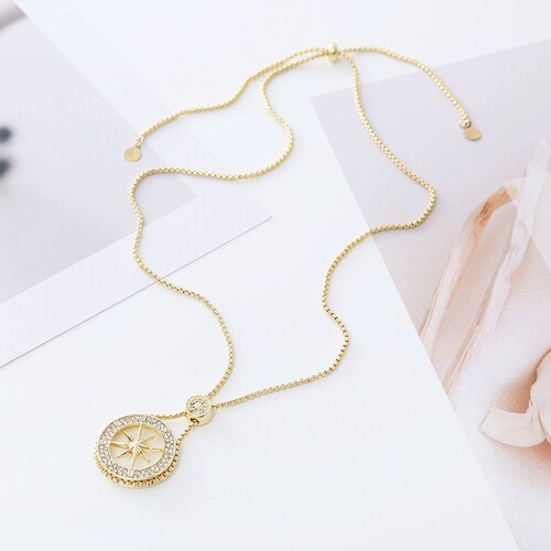 Korean Fall/Winter New Octagonal Star Sweatshirt Chain Sweatshirt Necklace for Women Trendy Influencer Style Hip-Hop Long Clothing Matching