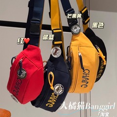 跨境新款复古潮单肩包男士背包休闲字母斜挎包防水动腰包女包批发