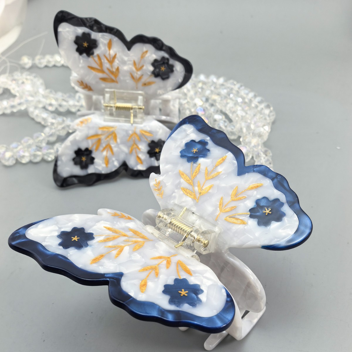 나비 아세테이트 집게, 입체 꽃 머리핀, 고급스러운 머리핀, 상어 클립 헤어 액세서리, 새로운 스타일