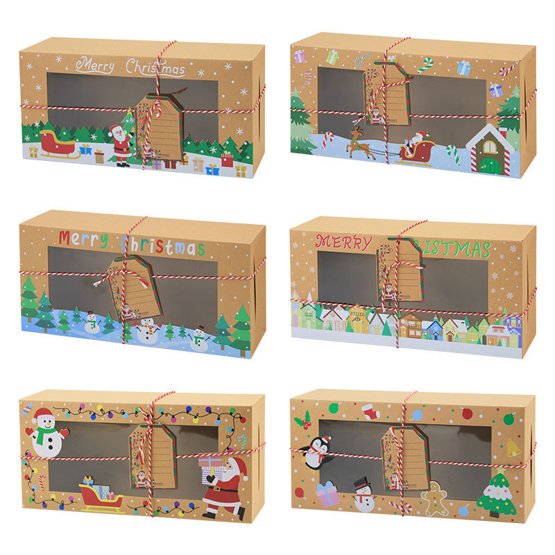 クロスボーダーテムクリスマス新しいクラフト紙ビスケットボックス pvc ウィンドウキャンディボックスクリエイティブクリスマスギフト紙箱|undefined