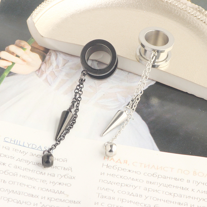 Screw Chain Ear Auger Pendant 316L Surgical Steel Black 25mm Ear Piercing Jewelry Unisex detail image 9