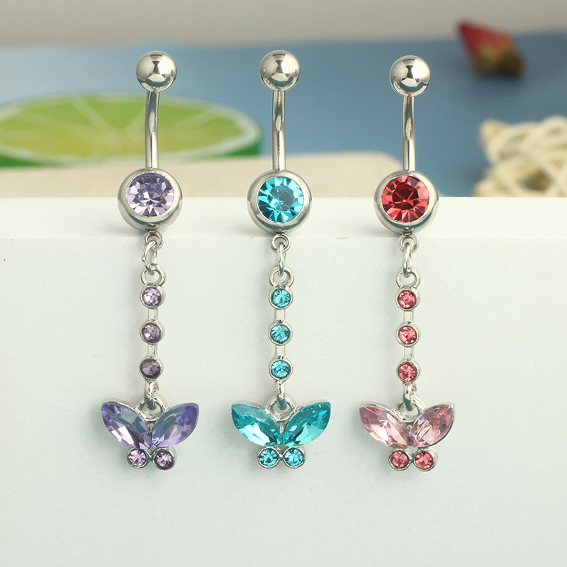 Belly Ring Classification 1 Piece Quantity 1 Piece Belly Rings Simple Style Solid Color 304 Stainless Steel Inlay Zircon