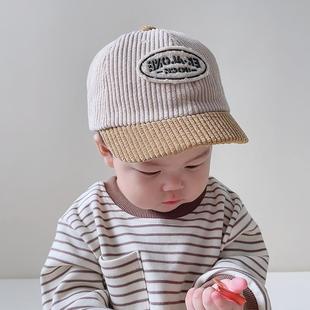 Baby cap spring and autumn boys one-year-old baby baseball cap autumn and winter corduroy warm 2022 New Tide