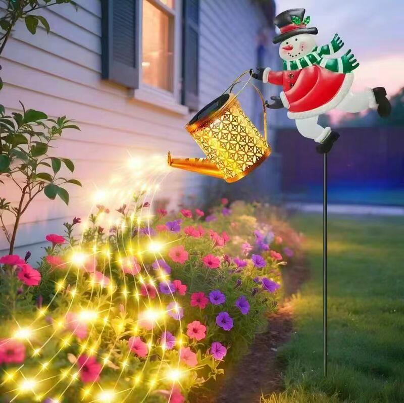 Solar-Powered Snowman Kettle Lamp Outdoor Light
