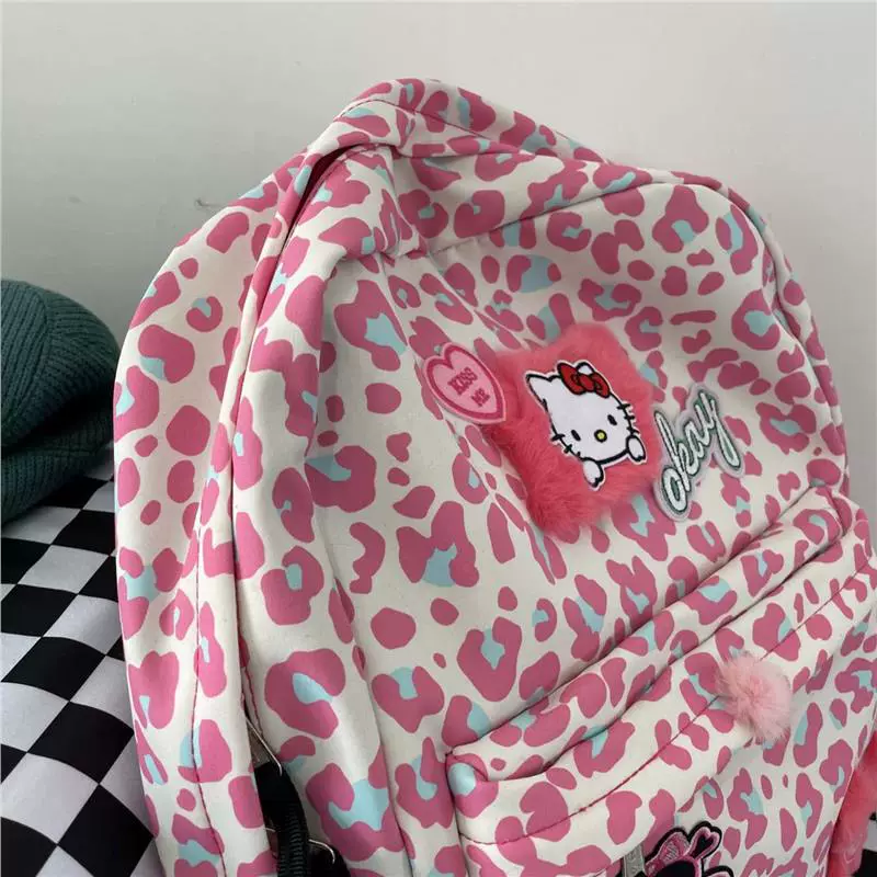 Genuine cute fuchsia backpack, cartoon school bag with zipper for leisure, 2 carat
