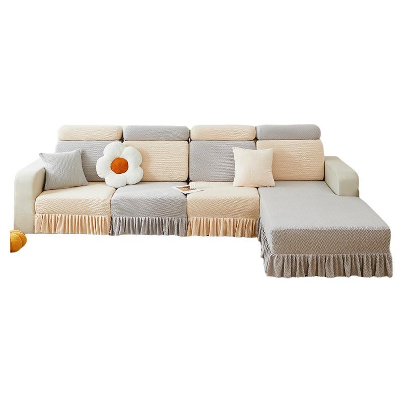 Cubierta de sofá de terciopelo de grano de agitación cubierta completa nueva falda simple elástica cuatro estaciones general sofá de princesa a prueba de polvo