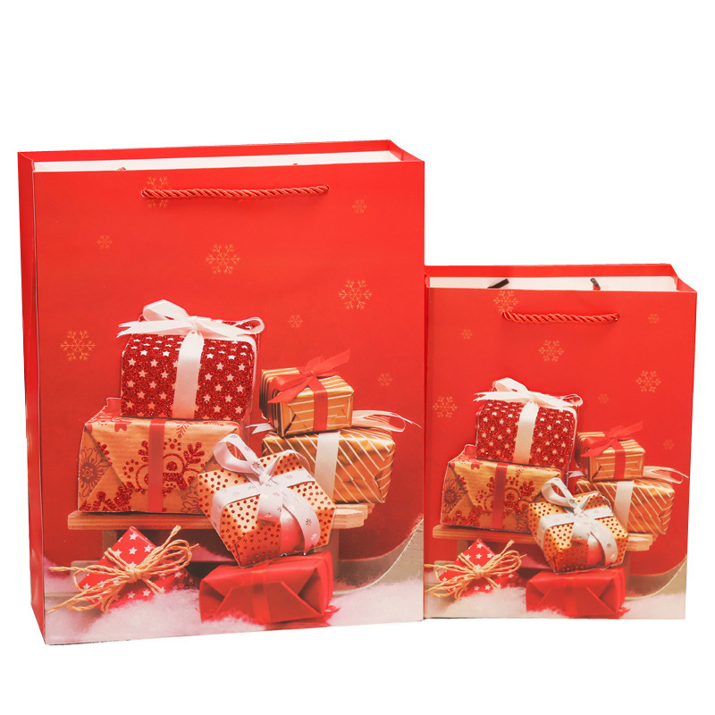 Amazon transfronterizo de Navidad nuevo regalo mano de la víspera de Navidad caramelo cuadrado inferior bolsa de compras al por mayor