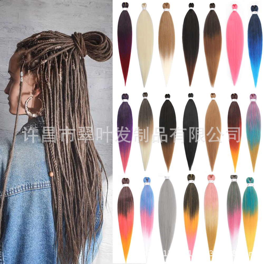 Venta caliente transfronteriza EZ gran trenza cabello de ganchillo peluca tejida 36inch cabello de fibra química de seda de baja temperatura multicolor personalizado al por mayor