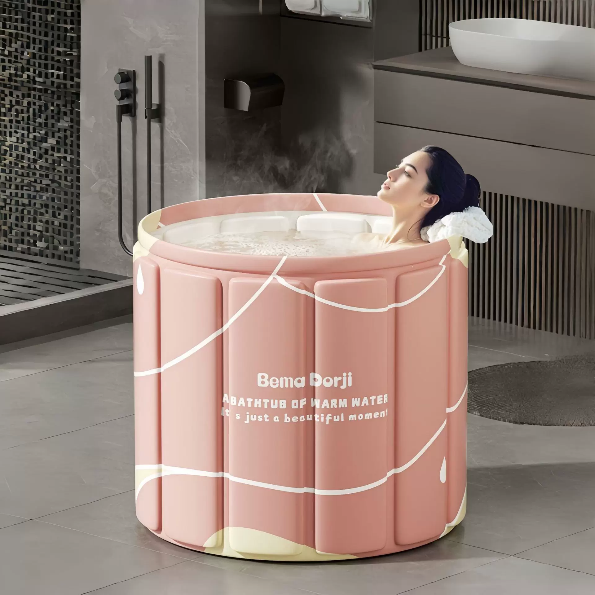 泡澡桶大人折叠泡浴桶洗澡桶儿童可坐浴盆游泳桶成人浴缸全身浴桶