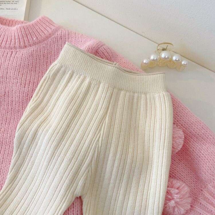 Long Sleeve Sleeve Length Cotton Fabric Type Pants Sets Sets Type Elegant Princess Solid Color Cotton Girls Clothing Sets