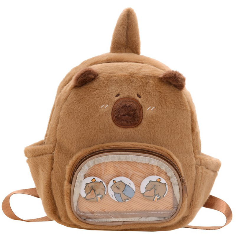 Mochila de niña encantadora de dibujos animados de peluche para niños mochila de jardín de infantes nueva mochila de niñas Capibara ligera