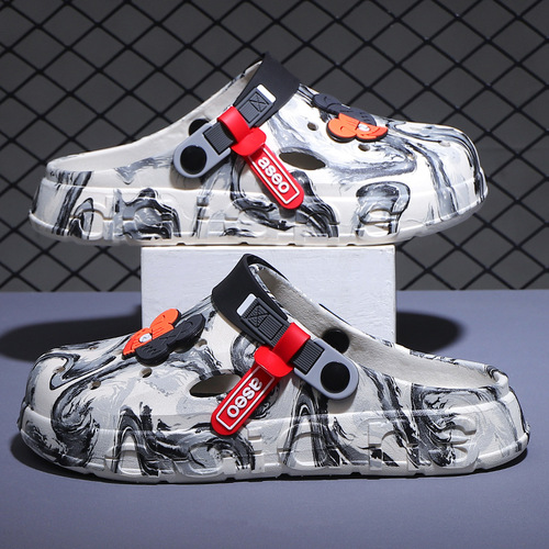 Men's Thick Sole Hole Shoes Summer Outdoor Wear Anti-Slip Soft Bottom No Noise No Odor Squeaky-Free Outdoor Driving Two-Purpose Sandals