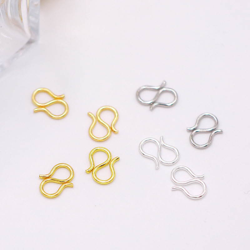 18K Real Gold Clad Color-Preserving m Buckle Bracelet Necklace W Connecting Buckle S-Shaped Finishing Hook Buckle DIY Accessories B59