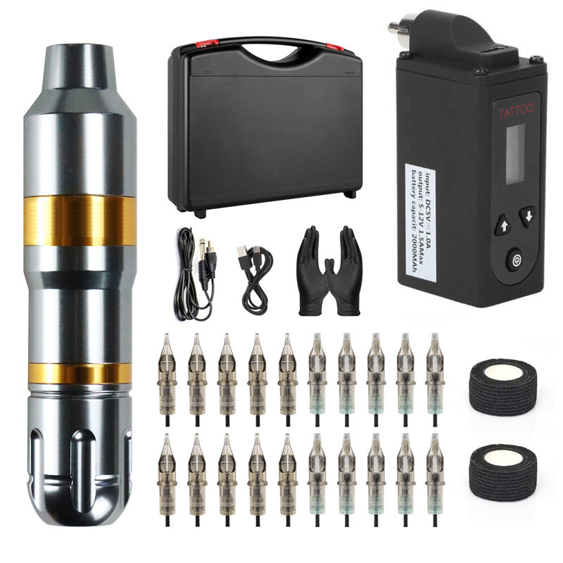 Lanrui wireless power tattoo machine set rechargeable battery motor Pen Tattoo machine all-in-one tattoo equipment cross-border