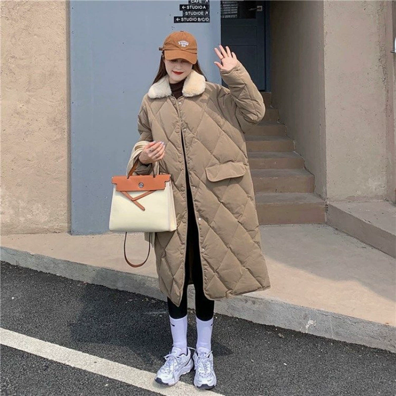Зимнее модное длинное теплое пальто, корейский стиль, средняя длина