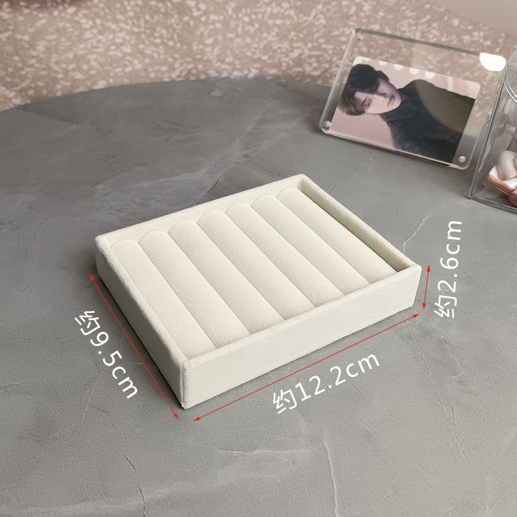 Anillo de joyería beige de tela de ternilla caja de almacenamiento de pernos de aretes pequeño cajón forrado de joyería biliar pulsera tabla de visualización bandeja