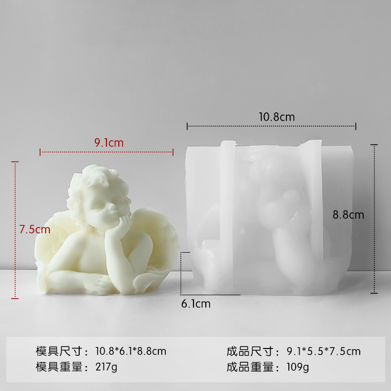 3D alas de ángel vela molde de silicona molde de yeso hecho a mano jabón arcilla ángel bebé herramientas de decoración de la torta