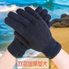 メーカー卸売り男女金黒二重メリヤス馬海毛厚手手袋カシミヤプレゼントマジック地露店商品