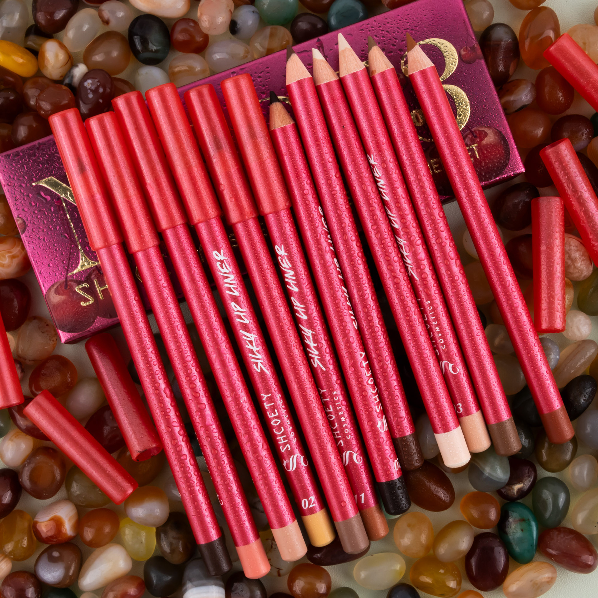 SHCOETY European and American Cross-border 12-color matte red Lip liner Pen Set, Nude color, long-lasting and non-fading third generation undefined