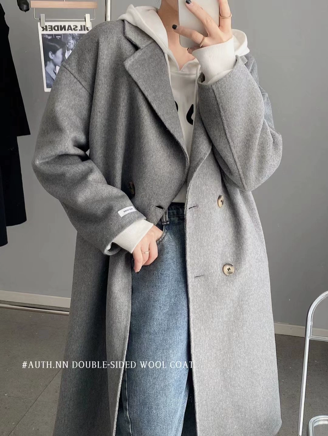 Double-Sided Cashmere Wool Coat, Korean Style Women's Jacket, Autumn, Reversible, S–M