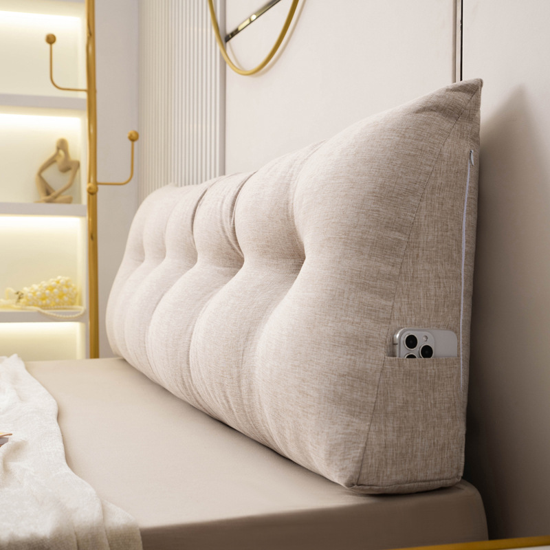 Simple Bedside Cushion Triangle Pillow Large Backrest Tatami Soft Bag Dormitory Bedroom Imitation Cotton and Linen Sofa Back Cushion