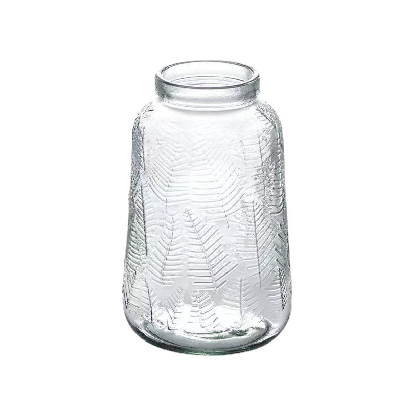 Florero al por mayor vintage en relieve florero de vidrio de alta gama sala de estar Oficina arreglo floral florero de agua Decoración