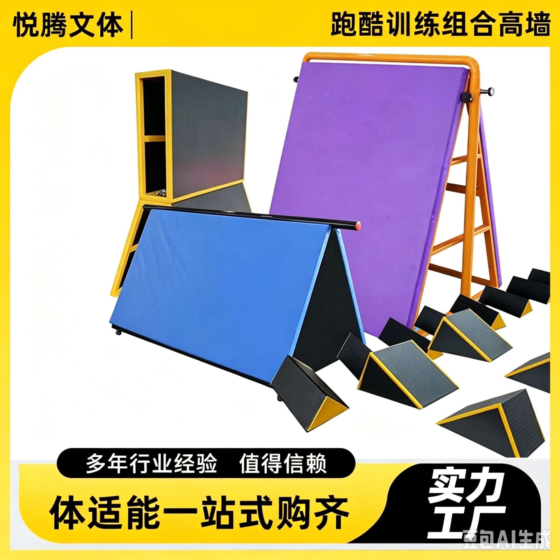 Parkour training combination, high wall, children's fitness, kindergarten sensory integration equipment, climbing and flipping multi-functional