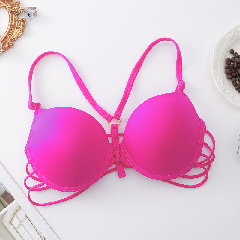 Verano ropa interior de espalda abierta lisa sin marcas sujetador de botón frontal sexy pecho pequeño sujetador de comercio exterior del sudeste asiático spot