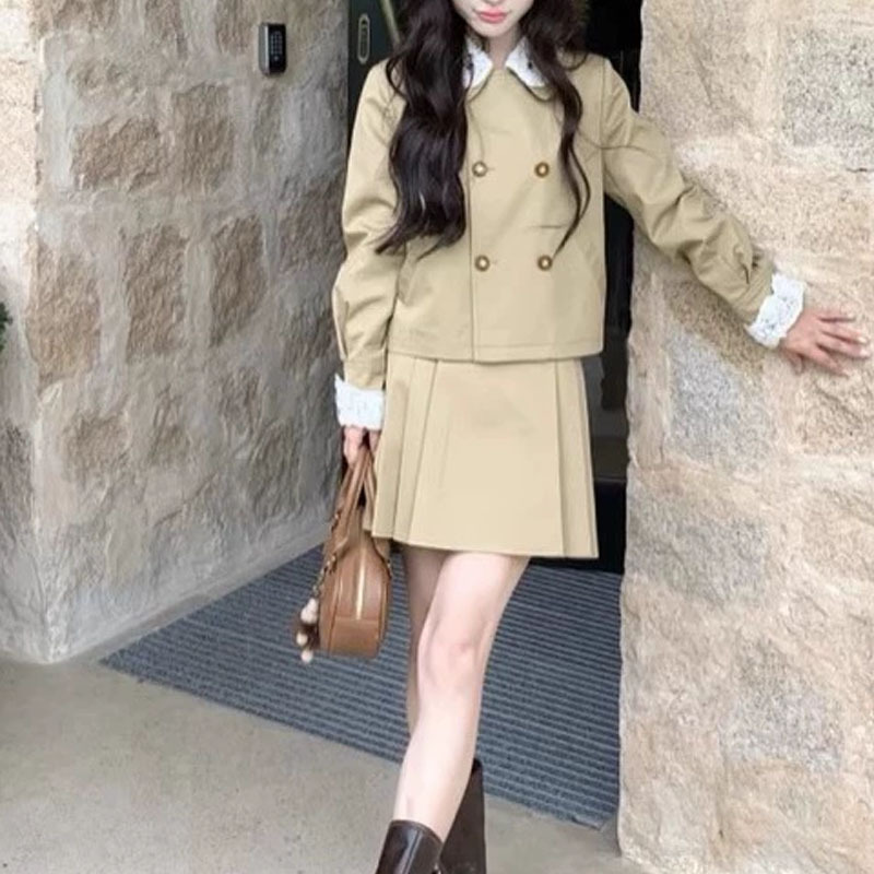 法式千金风套装女翻领气质上衣轻熟小众不撞款套装新款洋气半身裙|undefined