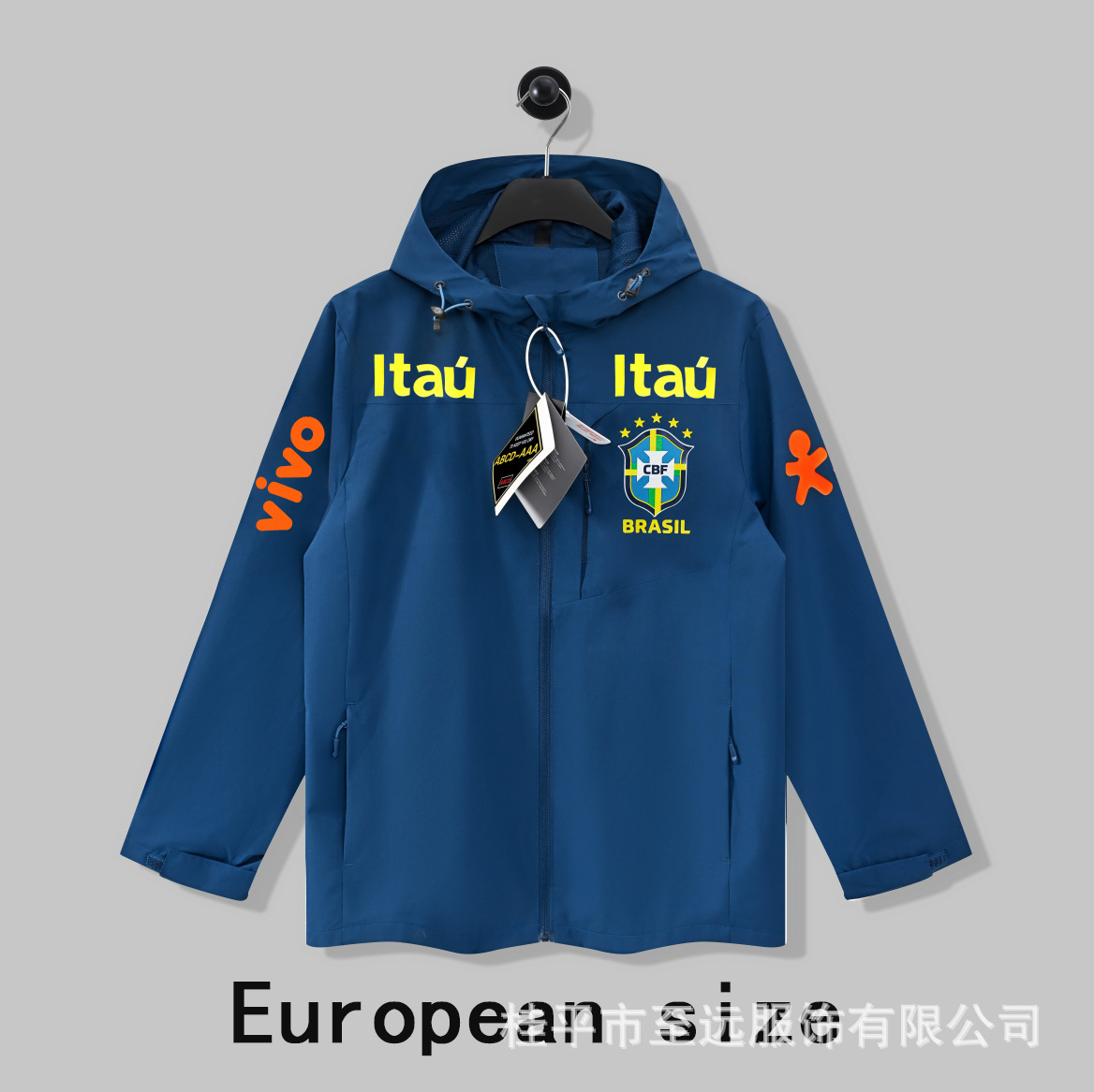Brasileño chaqueta de asalto con capuchón, abrigo a prueba de viento, abrigo a prueba de agua, fábrica de fuentes deportivas, ropa de entrenamiento de fútbol al por mayor image 13