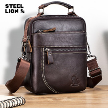男士牛皮斜挎包 复古油蜡皮单肩包男 头层牛皮竖款方形潮款手提包