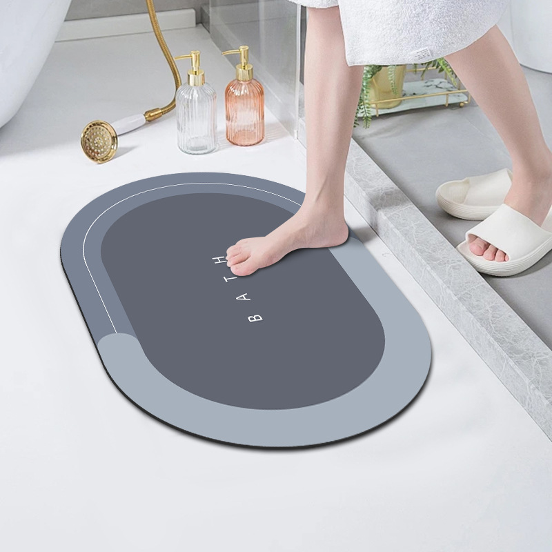 Cross-border Simple Diatomite Floor Mat, Water-absorbent Dirt-resistant, Non-slip, Quick-drying Foot Mat For Bathroom_voghion.com